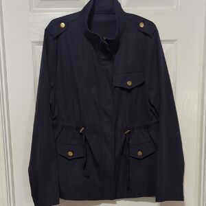 SHEIN Dark Utility Jacket with Brass Accents